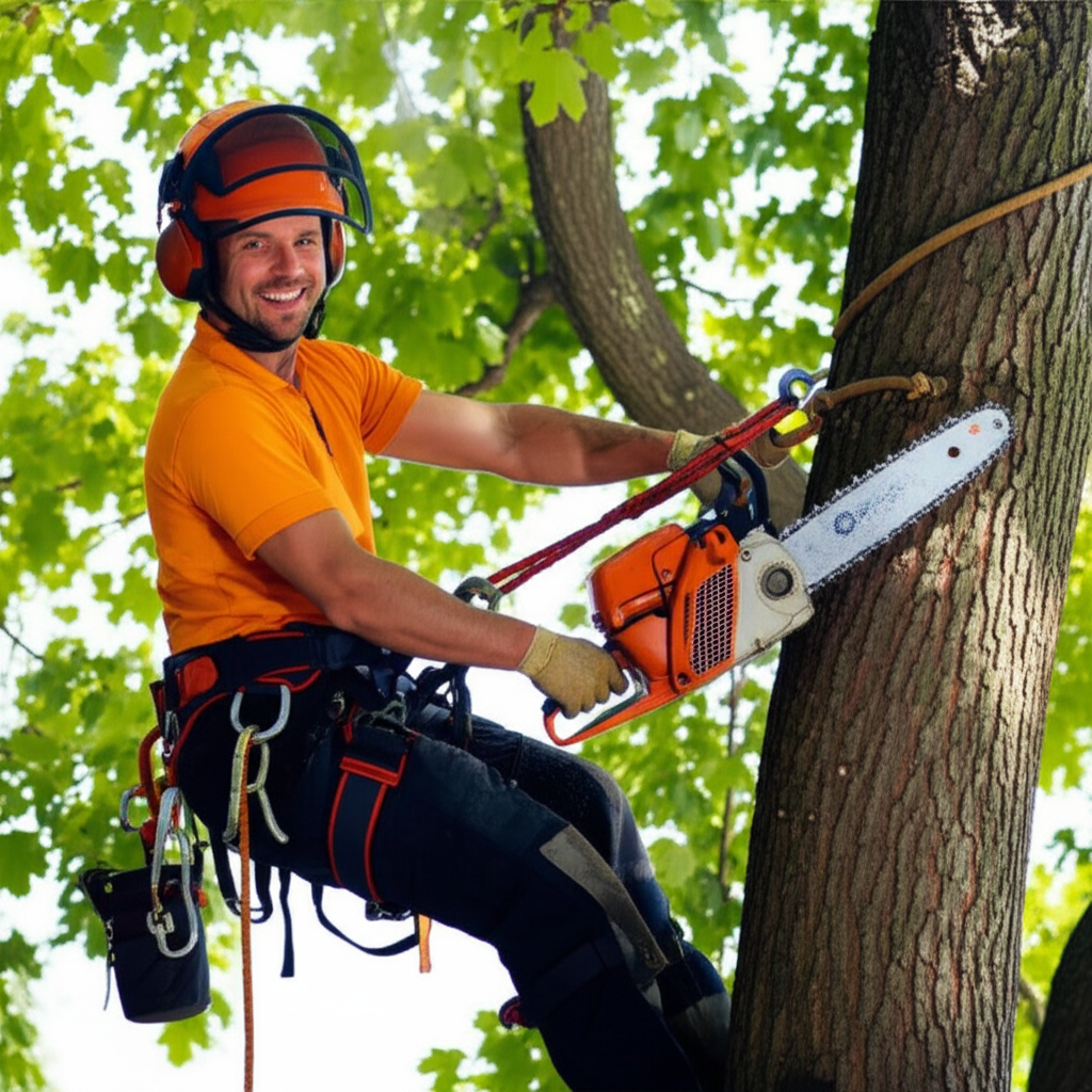 Jose, professional tree surgeon, celebrating business success